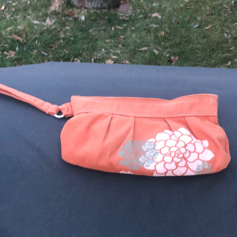 NWOT Orange Clutch Wristlette Appetite Floral Recycled Materials Bag